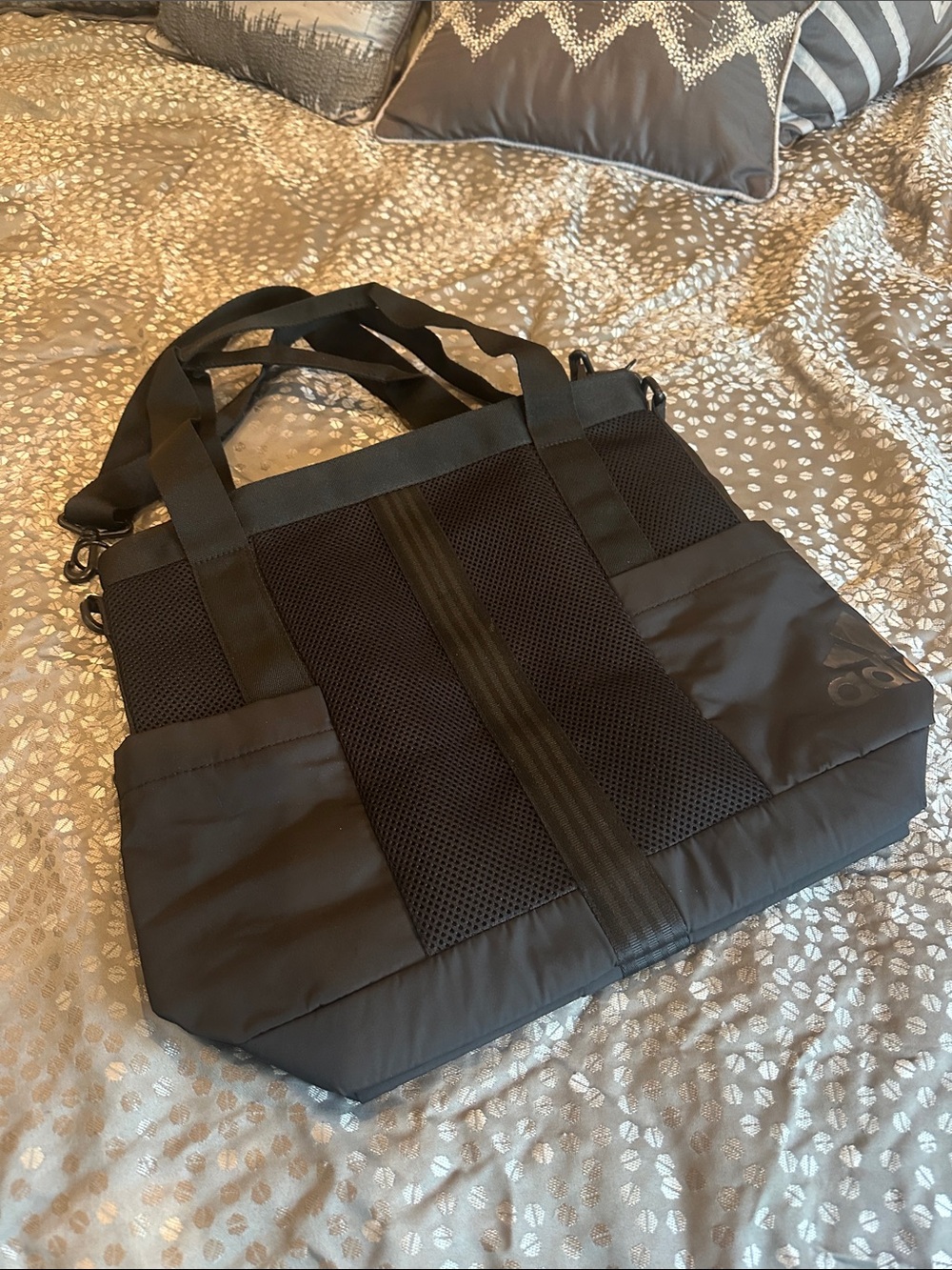 NWOT adidas Black Mesh-Panel Messenger Tote
